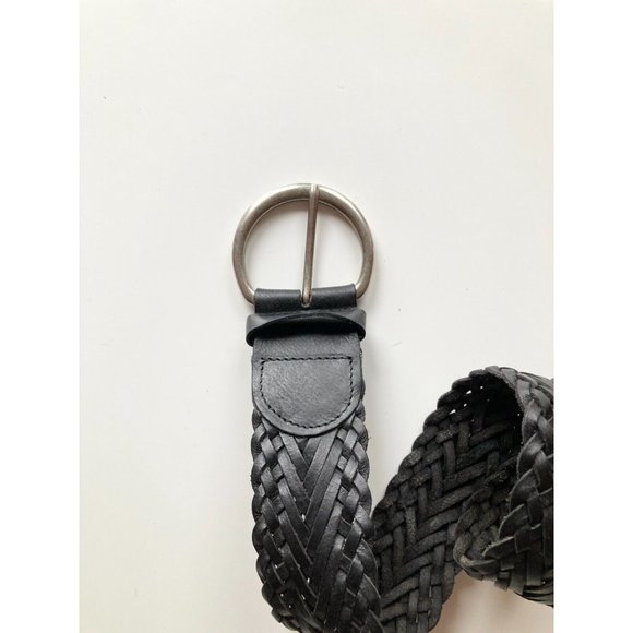 TOMMY HILFIGER Black Braided Woven Leather Hip Belt, Size XS - Picture 3 of 12
